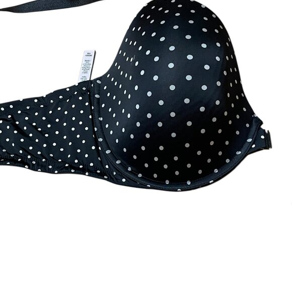 Victorias Secret 38DDD Black & White Polka Dot Push-Up Bra With Lace Racerback D - Picture 5 of 10